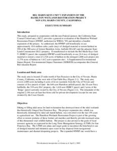 BEL MARIN KEYS UNIT V EXPANSION OF THE HAMILTON WETLANDS RESTORATION PROJECT NOVATO, MARIN COUNTY, CALIFORNIA EXECUTIVE SUMMARY Introduction This study, prepared in cooperation with the non-Federal sponsor, the Californi