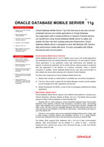 Cross-platform software / Mobile database / Mobile technology / Oracle Database / Embedded database / Oracle Corporation / Berkeley DB / SQLite / Oracle WebLogic Server / Software / Computing / Relational database management systems