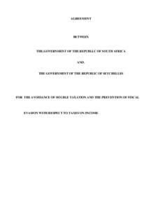 AGREEMENT  BETWEEN THE.GOVERNMENT OF THE REPUBLI.C OF SOUTH AFRICA