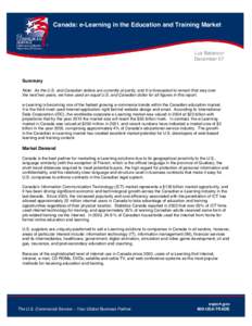 Canada: e-Learning in the Education and Training Market. Page 1 of 8 Canada: e-Learning in the Education and Training Market  Luz Betancur