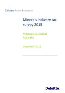 Minerals industry tax survey 2015 Minerals Council of Australia December 2015