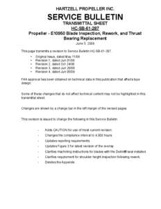 HARTZELL PROPELLER INC.  SERVICE BULLETIN TRANSMITTAL SHEET HC-SB[removed]
