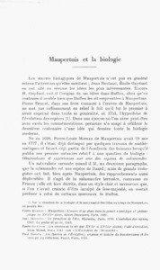 Maupertuis et la biologie