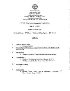 State of Tennessee Department of State Division of Elections 312 Rosa L. Parks Avenue 9th Floor, William R. Snodgrass Tower Nashville, Tennessee 37243