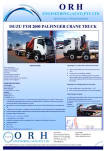 ORH ENGINEERING (AUST) PTY LTD Specializing in Mining Equipment ISUZU FYH 2000 PALFINGER CRANE TRUCK