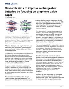 Research aims to improve rechargeable batteries by focusing on graphene oxide paper