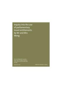 Inquiry into the use of parliamentary travel entitlements by Mr and Mrs Wong