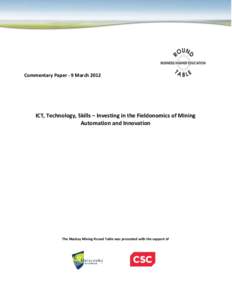 Commentary Paper - ICT, Technology, Skills: Investing in the Fieldonomics of Mining Automation and Innovation