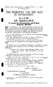 [Extract from Commonwealth of Australia Gazette, No. 8, dated 8th February, [removed]THE TERRITORY FOR THE SEAT OF GOVERNMENT. No; 2 of 1934.