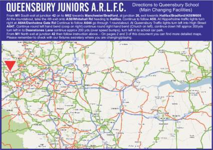QUEENSBURY JUNIORS A.R.L.F.C.  Directions to Queensbury School