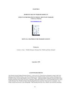 CHAPTER 8  DOMESTIC DOGS IN WILDLIFE HABITATS EFFECTS OF RECREATION ON ROCKY MOUNTAIN WILDLIFE A Review for Montana www.montanatws.org