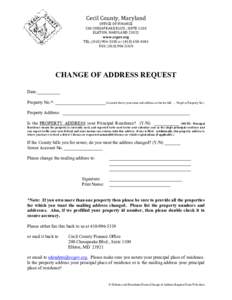 Cecil County, Maryland OFFICE OF FINANCE 200 CHESAPEAKE BLVD., SUITE 1100 ELKTON, MARYLAND[removed]www.ccgov.org TEL: ([removed]or[removed]