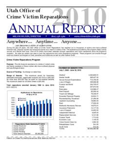 2010 ANNUAL REPORT Utah Office of Crime Victim Reparations