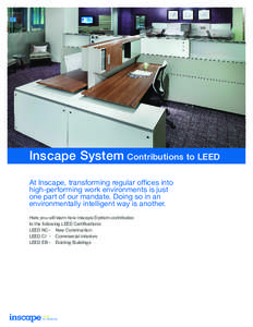 Inscape System Contributions to LEED At Inscape, transforming regular offices into high-performing work environments is just one part of our mandate. Doing so in an environmentally intelligent way is another. Here you wi