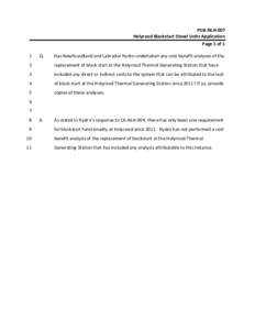 PUB‐NLH‐007  Holyrood Blackstart Diesel Units Application  Page 1 of 1  1   Q. 