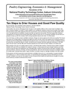 Poultry Engineering, Economics & Management Newsletter of the National Poultry Technology Center, Auburn University Critical Information for Improved Bird Performance Through Better House and Ventilation System Design, O