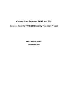 Connections Between TANF and SSI: Lessons from the TANF/SSI Disability Transition Project