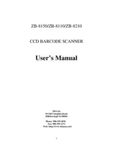 ZB-8150/ZB-8110/ZB[removed]CCD BARCODE SCANNER User’s Manual