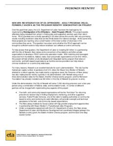 Public/Private Ventures / Cory Booker / Law enforcement / New Jersey / Recidivism / Newark /  New Jersey / Newark / Offender Aid and Restoration / Second Chance Act / Penology / Crime / Criminology