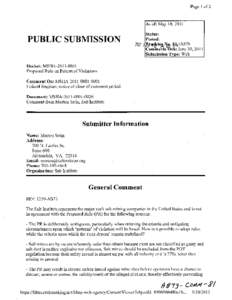 MSHA - Comments - Pattern of Violations