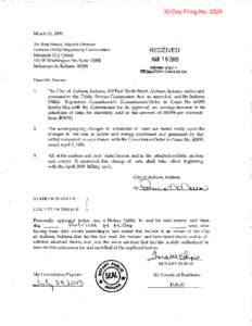 30-Day Filing No[removed]March 11, 2009 Mr Brad Borum, Electric Director Indiana Utility Regulatory Commission National City Center