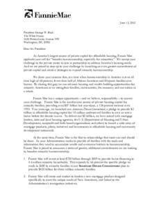 June 13, 2002 President George W. Bush The White House 1600 Pennsylvania Avenue NW Washington, DC[removed]Dear Mr. President: