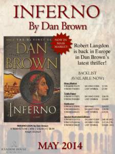 INFERNO By Dan Brown NOW IN MASS MARKET!