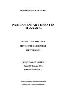 PARLIAMENT OF VICTORIA  PARLIAMENTARY DEBATES (HANSARD)  LEGISLATIVE ASSEMBLY