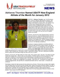 USA Track & Field New England Athlete of the Month