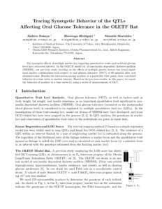 Tracing Synergetic Behavior of the QTLs Affecting Oral Glucose Tolerance in the OLETF Rat Akihiro Nakaya 1