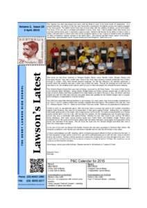 Volume 1, Issue 10  Lawson’s Latest THE HENRY LAWSON HIGH SCHOOL