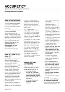 ACCURETIC® Quinapril hydrochloride + Hydrochlorothiazide Consumer Medicine Information What is in this leaflet This leaflet answers some common