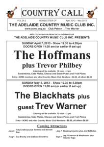 Adelaide Country Music Club Country Call - April - May 2013 Issue - Vol 24.2