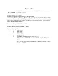 First Generation ————————————————————————————————————————————— 1. Thomas HUSHIN. Born abt 1808 in Ireland[removed]census has b. abt