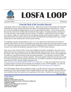 LOSFA LOOP June 2012 Edition Volume 5-6  From the Desk of the Executive Director