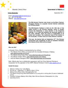 China Newsletter  September 2011 Email: [removed] Fax: +[removed]