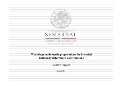 SEMARNAT MINISTRY OF THE ENVIRONMENT AND NATURAL RESOURCES Workshop on domestic preparations for intended nationally determined contributions