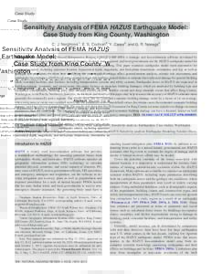 Case Study  Sensitivity Analysis of FEMA HAZUS Earthquake Model: Case Study from King County, Washington  Downloaded from ascelibrary.org by US Geological Survey Library onCopyright ASCE. For personal use only