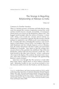 Amerasia Journal 34:[removed]): [removed]The Strange & Beguiling Relationship of Pakistan & India Vinay Lal Contours of a Familiar Narrative