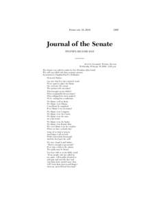 FEBRUARY 10, [removed]Journal of the Senate TWENTY-SECOND DAY