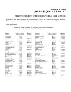 UNIVERSITY OF OREGON JAQUA LAW LIBRARY
