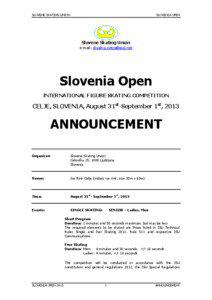 SLOVENE SKATING UNION  SLOVENIA OPEN
