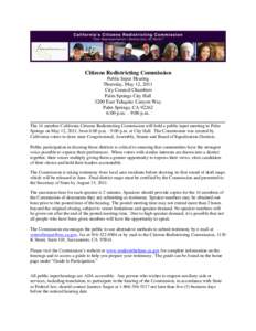 Redistricting commission / Citizens Redistricting Commission