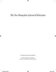 The New Hampshire Journal of Education  PLYMOUTH STATE UNIVERSITY The New Hampshire Association for Supervision and Curriculum Development