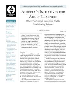 1.	Alberta’s Initiatives for Adult Learners: When Traditional Education Yields Diminishing Returns