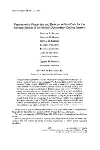 BEHAVIOR THERAPY  31,[removed],2000 Psychometric Properties and Reference Point Data for the Revised Edition of the School Observation Coding System