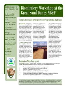 Biomimicry Workshop at the Great Sand Dunes NP&P BIOMIMICRY’S LIFE PRINCIPLES