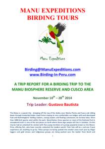 Microsoft Word - A Birding Trip Report for The Manu Biosphere Reserve November 2014.docx