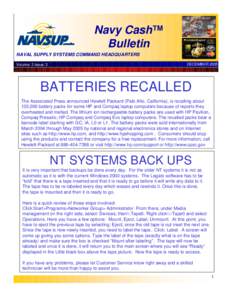 Navy Cash™ Bulletin NAVAL SUPPLY SYSTEMS COMMAND HEADQUARTERS Volume: 3 Issue: 3  DECEMBER 2005