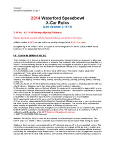 Version 2 Revised and published[removed]Waterford Speedbowl X-Car Rules (Last Updated: [removed])